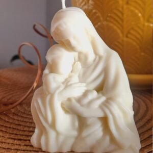 Recordatorio virgen con bebé en brazos